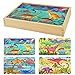 Herefun Puzzles de Madera Juguetes Educativos, Juguete de Madera Puzzle para Niños Puzzles Infantiles, Rompecabezas de Madera Set Paquete de 4 Regalos de Cumpleaños para niños (Dinosaurio)