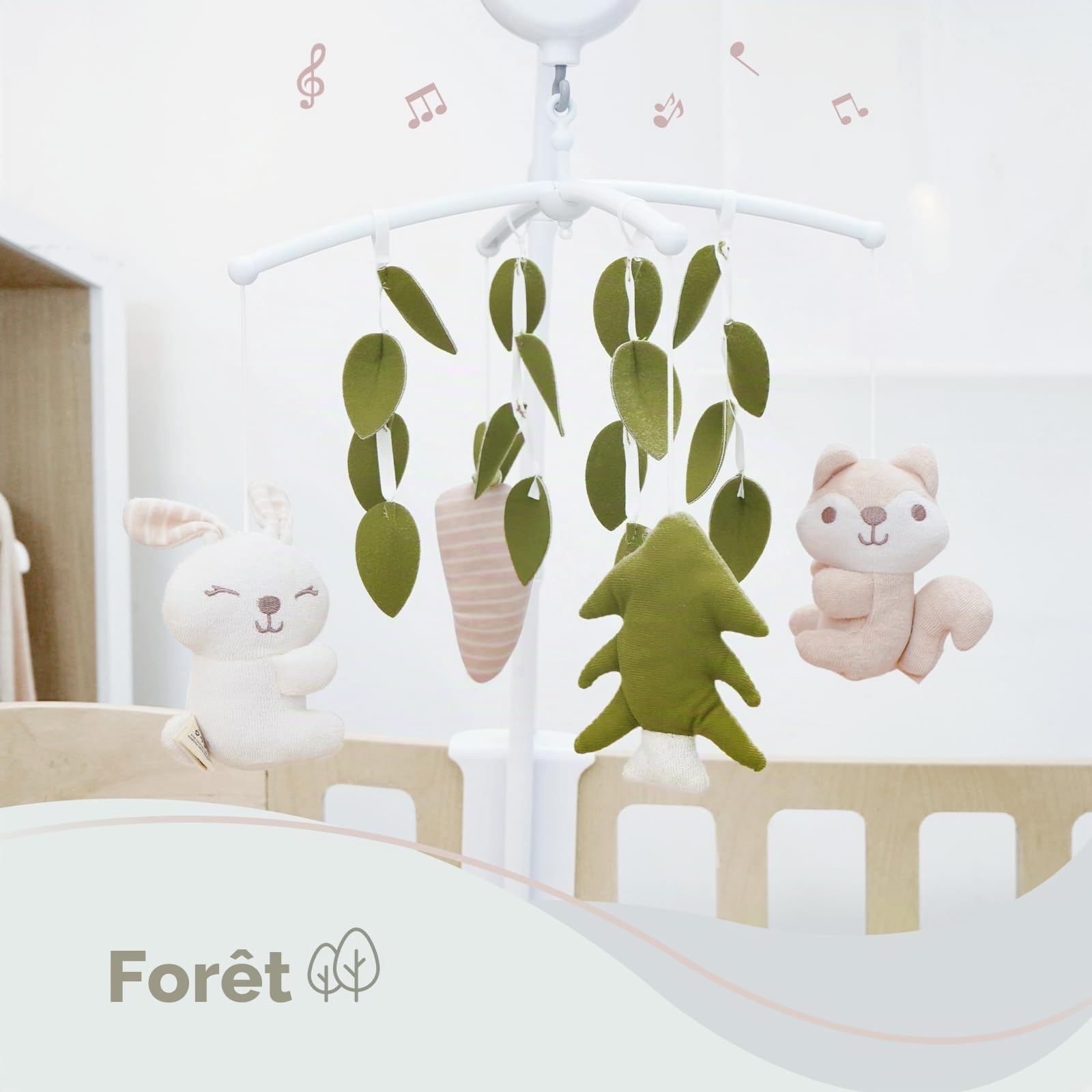 Mobile Musical Bébés-35 musical-3 modes-Volume réglable-Facile à installer- Pour garçons et filles-Forêt
