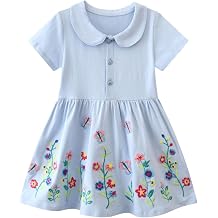 Toddler Girl Summer Dress Little Girls Cotton Short Sleeve Dresses Casual Midi Sundress for Kids 2-7 Years