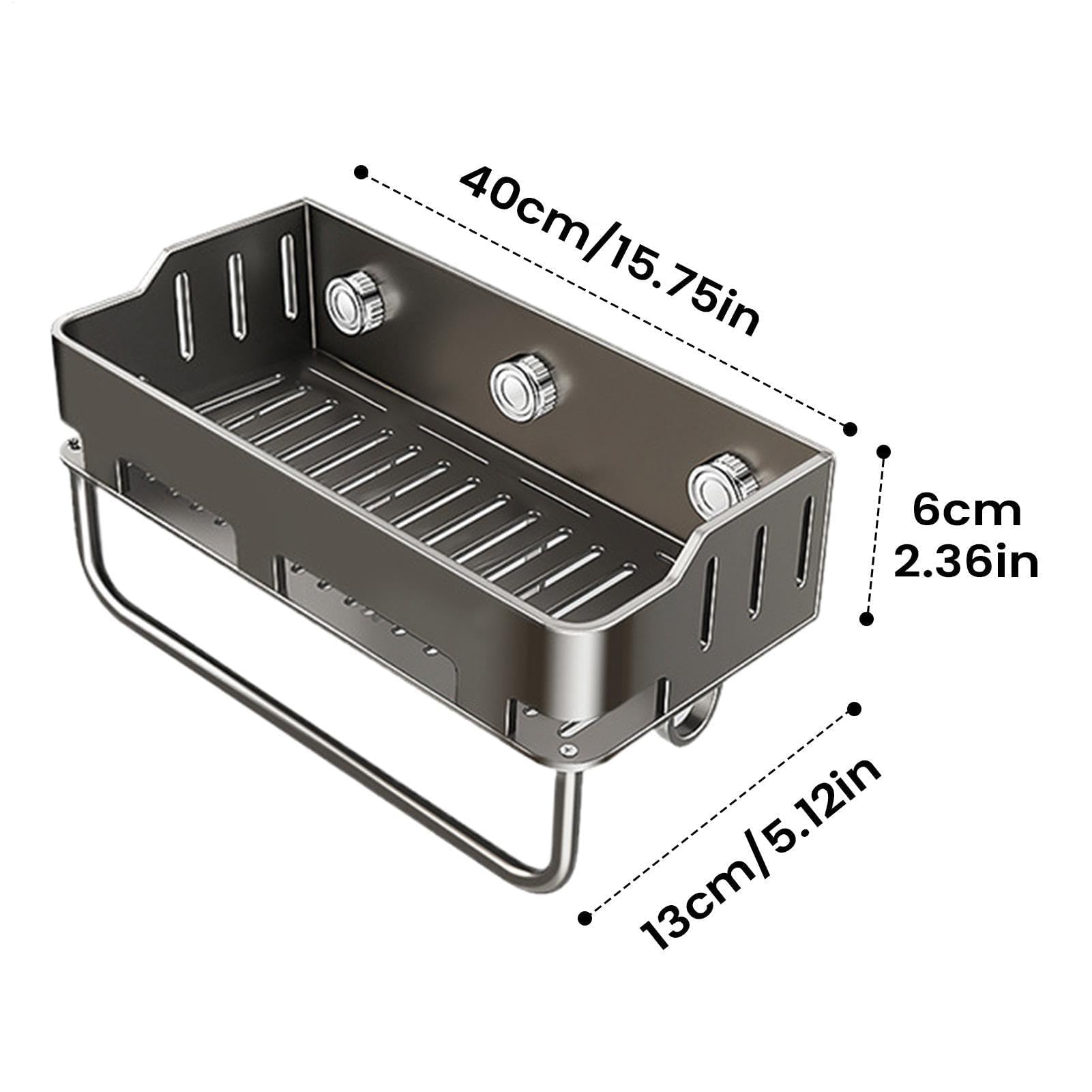 Estante de ducha con ventosa, cesta de pared con agujeros de drenaje, cesta de ducha con ventosa con ganchos y toallero, para balcón, dormitorio, apartamento, baño, despensa, cocina y hogar