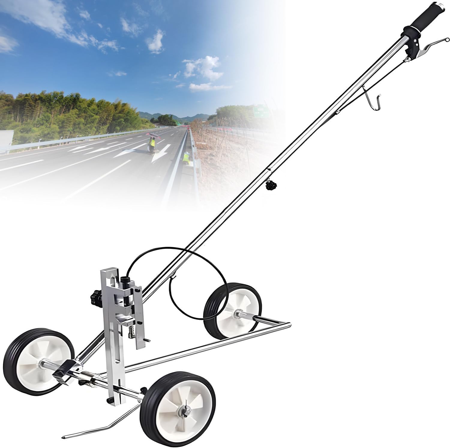 Machine de traçage de Lignes Portable à conducteur Marchant pour parkings et terrains de Sport, traçage Manuel à Froid avec buse pour Un marquage précis dans Les espaces restreints
