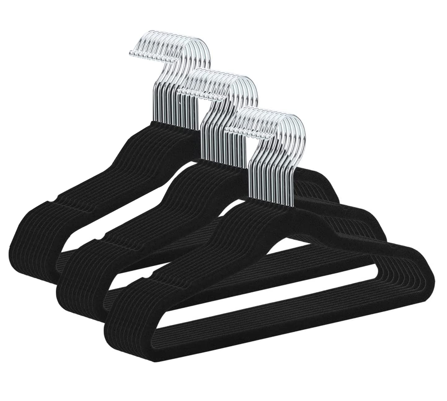 Tycom Clothes Hangers (30 Pack) Velvet - Ultra Thin Space Saving Coats Clothes Hangers Non-Slip Suit Hangers with 360 Degree Swivel Hook Hold Up-to 5KG for Jackets, Pants, Dress- 30p Black