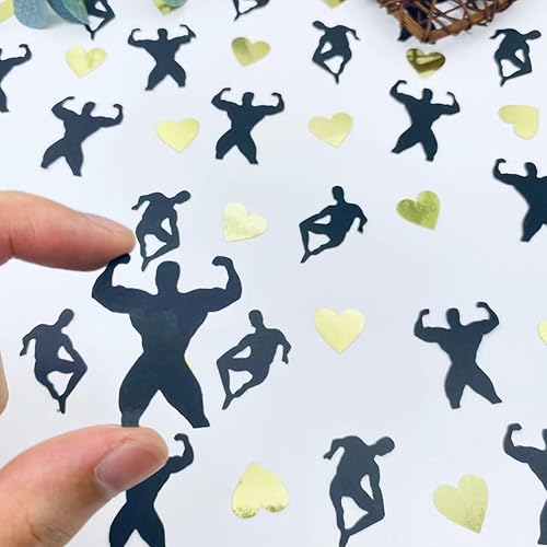 100 piezas de confeti de mesa con purpurina para bailarines masculinos, confeti de despedida de soltera, confeti negro y dorado con purpurina para