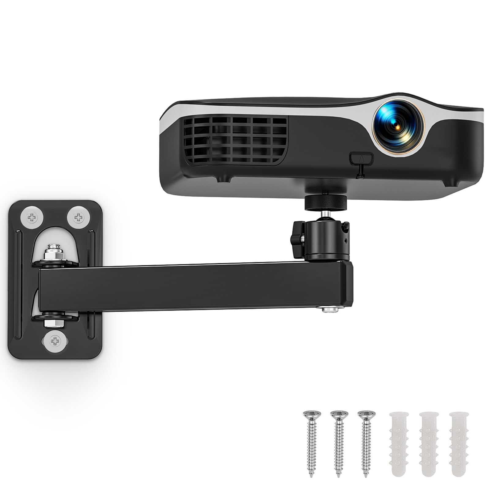 Projector Mount, Projector Wall Mount with 1/4-Inch Thread, Black