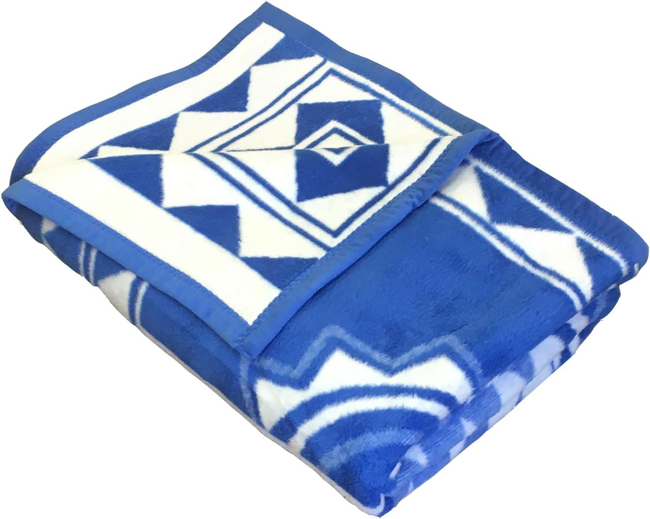 IBENA Quilting Star Woven Cotton Blend Throw Blanket Blue/Ivory