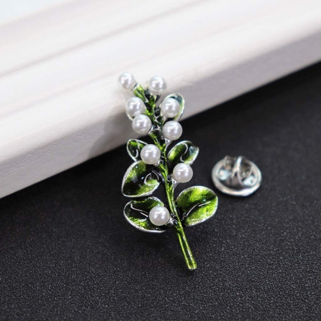 Broche de Hoja de Perla Verde, Broche de Cristal con Diamantes de imitación, joyería, Vestido, Bufanda, Chal