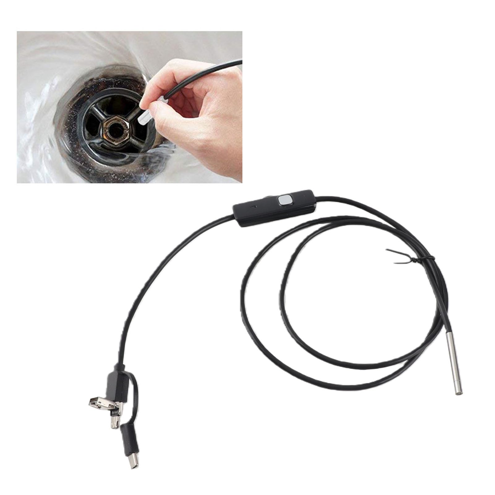 Draadloze Endoscoop, WiFi-inspectiecamera 1080P HD Borescope met 6 LED's, 3,9 Mm Draadloze Endoscoop voor Auto-inspectie, Snake Camera voor Android voor IOS (1m