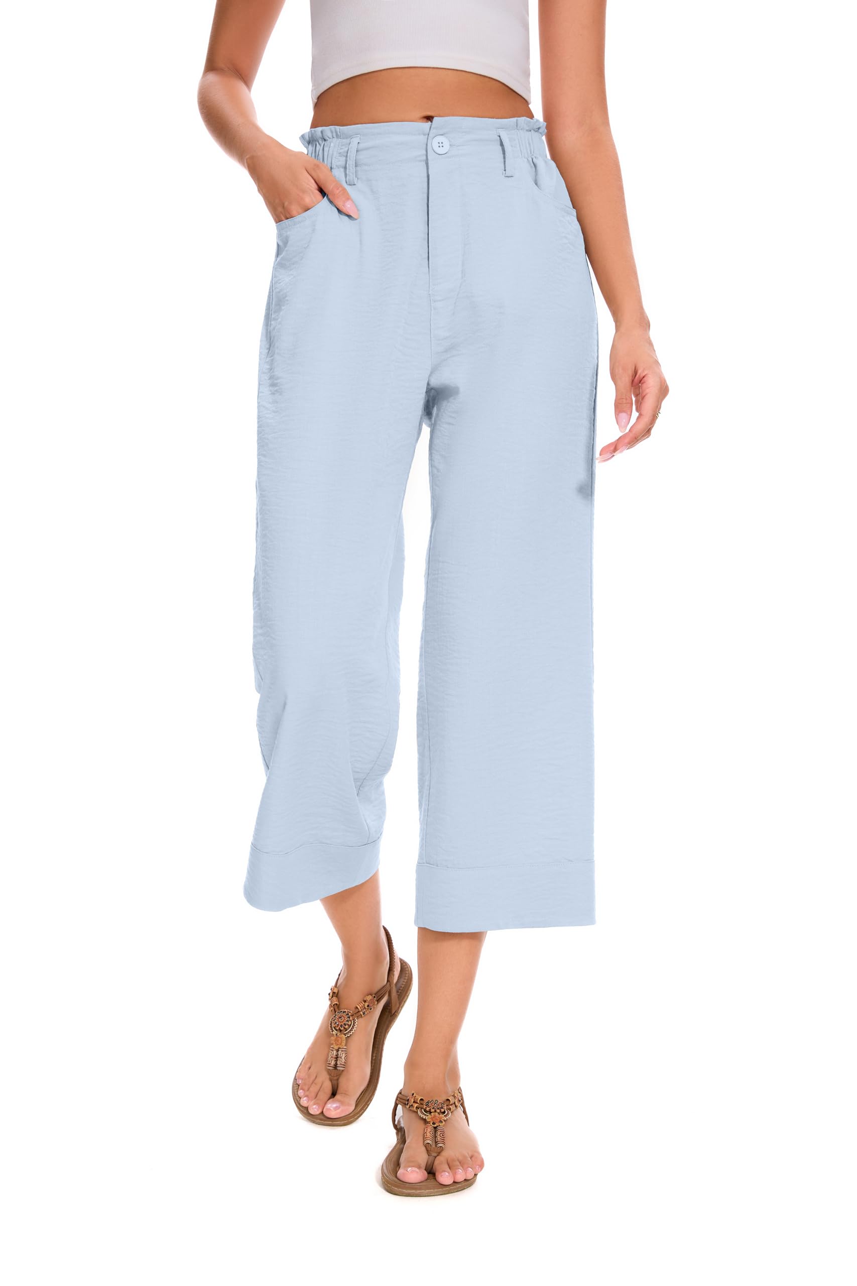 FUNYYZO Wide Leg Pants Women's High Elastic Waisted in The Back Business Work Trousers Long Straight Suit Pants — view 61