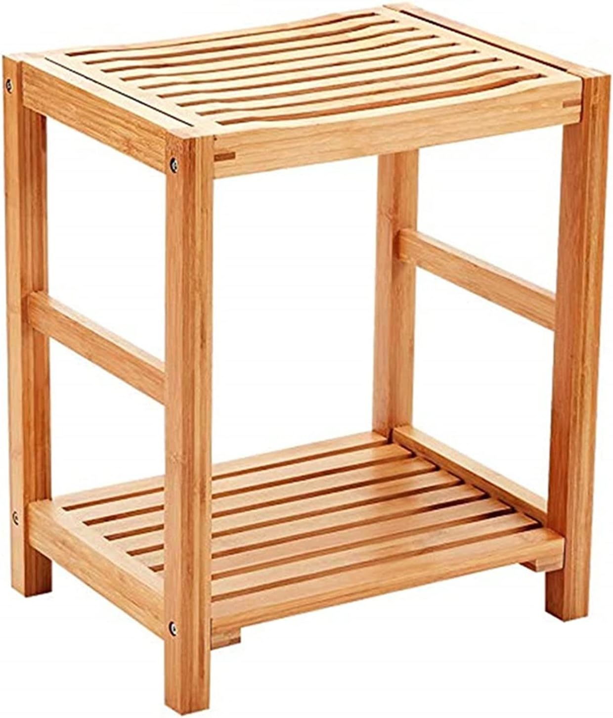 Shower Bench Bathroom Stool Bathroom Stool Bath Stool Non-Slip Waterproof Shower Stool, Portable Wooden Spa Bathing Stool with Storage Towel Shelf,for Indoor and Outdoor Use