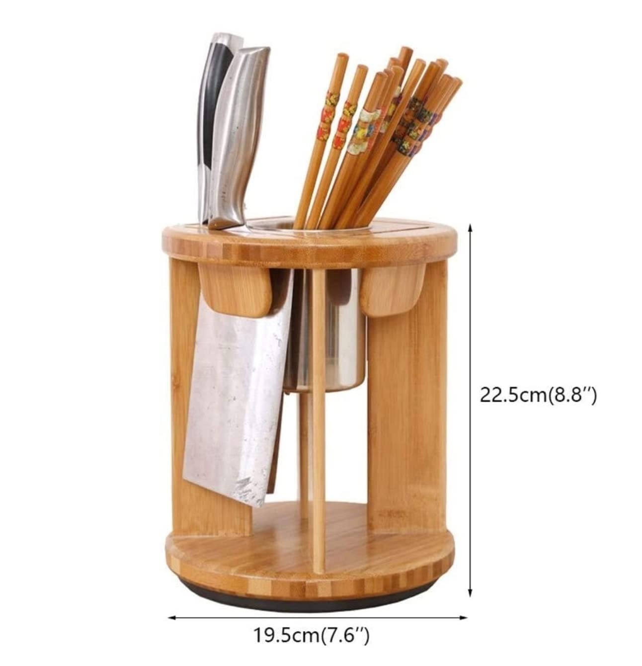 Bloque Cuchillos Cocina Agujeros Multifuncionales Bambú Redondo Cuchillo Estante Herramienta De Almacenamiento Portacuchillos Organizador Herramienta