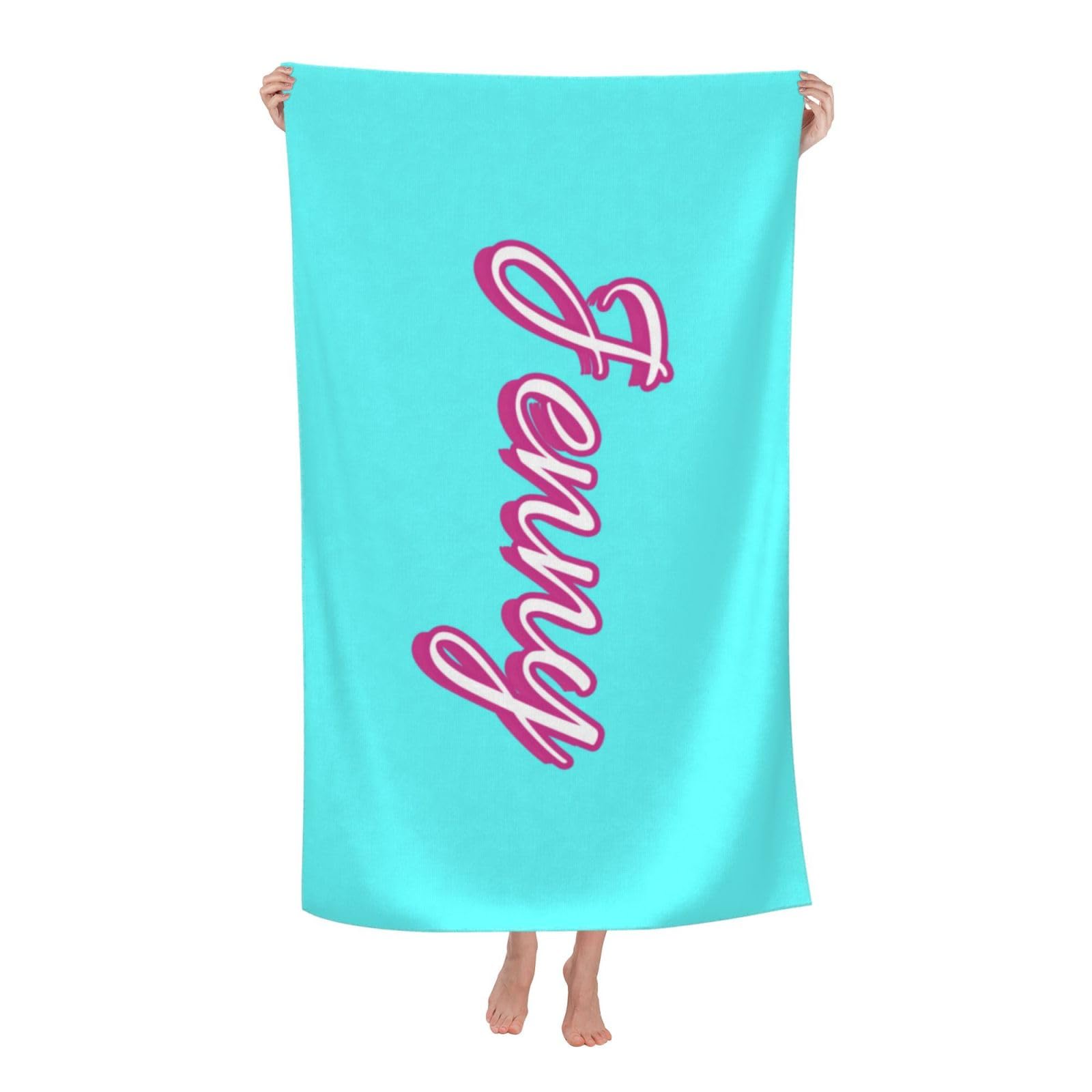 Naispanda Personalised Beach Towel Lightweight Absorbent Custom Quick Drying Towel Microfiber Extra Large Pool Custom Photo Swim Towels with Name Picture Text for Adults Kids Beach Travel Holiday
