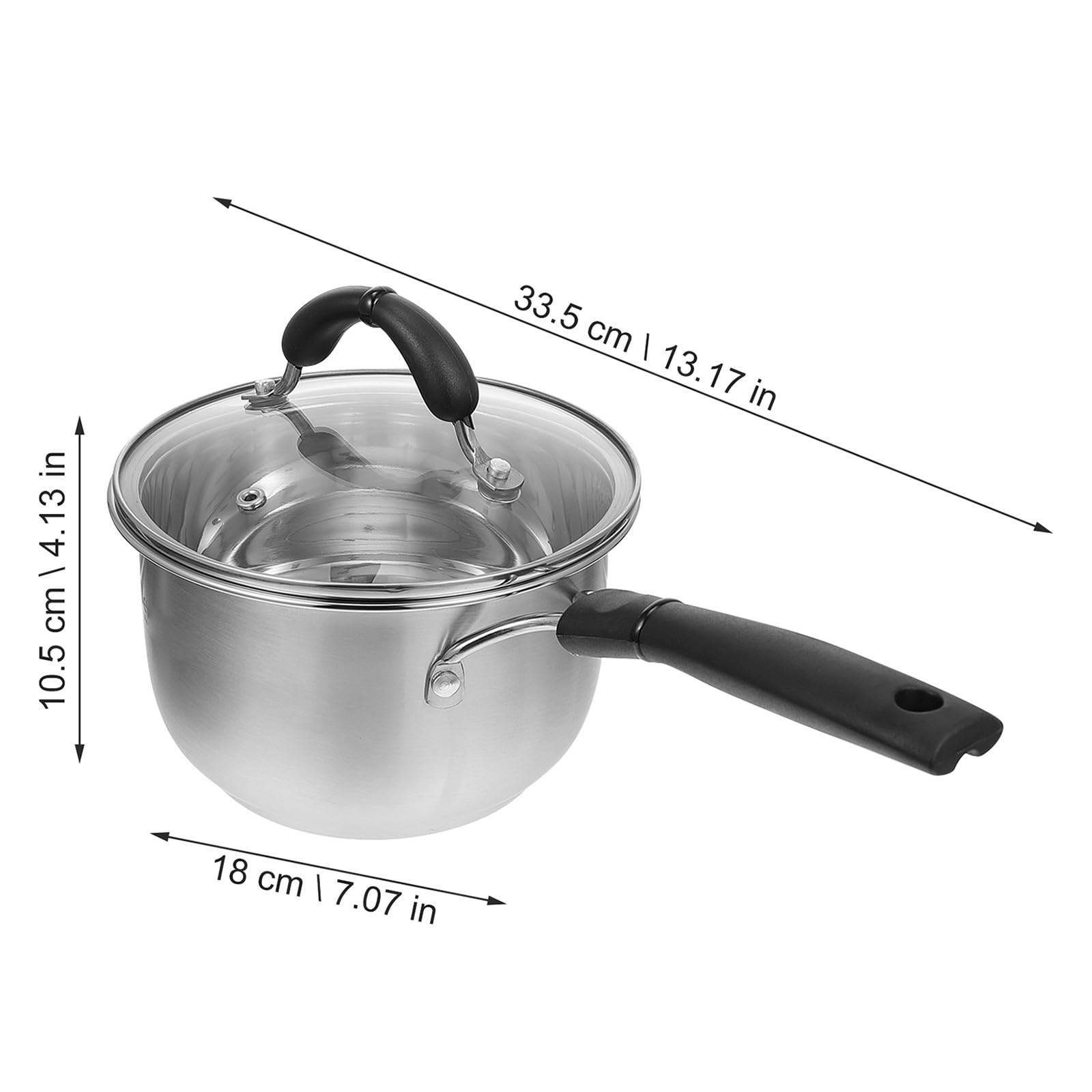 Eingedickter Suppentopf aus Edelstahl, 1 Stück, Silber | Mehrzweck Kochtopf, ein Griff, Haushaltsformat, für Nudeln und Instant Suppe