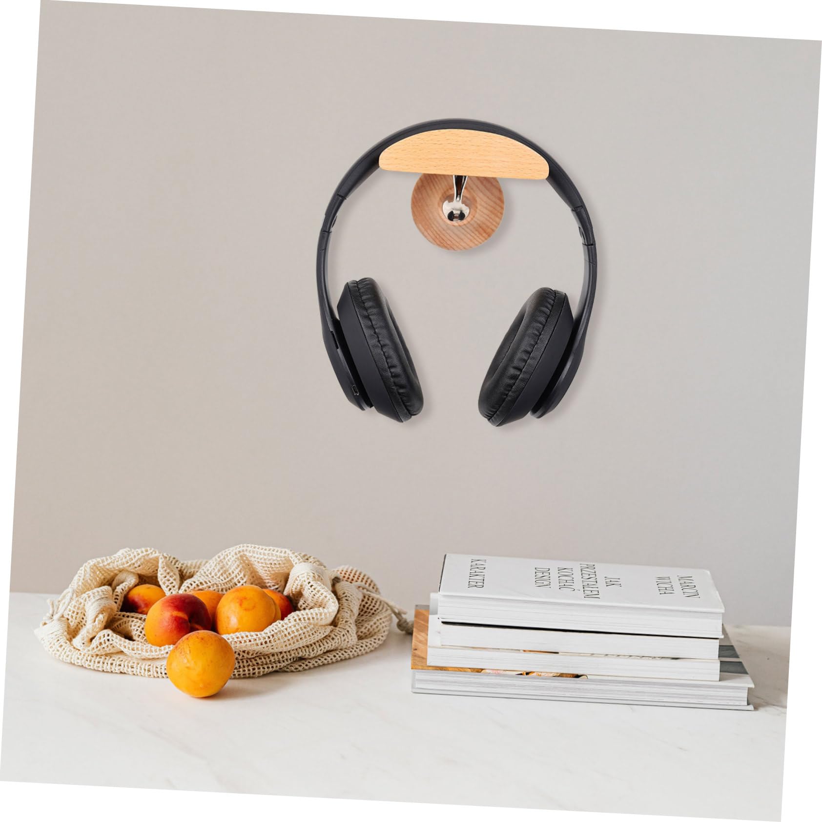 UKCOCO 2juegos Soporte De Auriculares De Pared Soporte De Madera Natural Para Auriculares Estante Duradero y Fácil De Instalar Diseño Daño La Pared