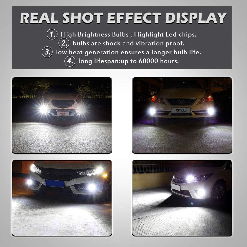 H11 H8 H9 LED Bulbs High Power 78W 3570 CSP Super Bright 2400LM for Fog Light Bulbs Daytime Running Light 6500K Xenon White -2 Yr Warranty (Pack of 2)