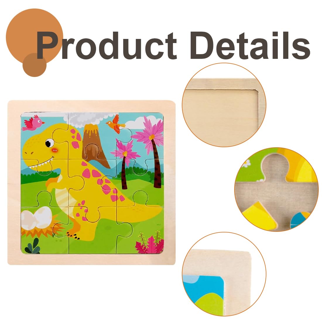 Holzpuzzle Holzspielzeug für Kinder I Holzpuzzle, Holzspielzeug ab 1 2 3 Jahren, Steckpuzzle Holz Montessori Spielzeug für Baby, Tier Holzpuzzle Puzzle Kleinkind Lernspielzeug, Dinosaurier