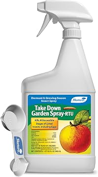 Monterey Take Down Garden Spray RTU Bundled with Measuring Spoon - Ready-to-Use Insecticide for Dormant & Growing Seasons - Controls Aphids, Caterpillars, Mealybugs, and More - 32 oz