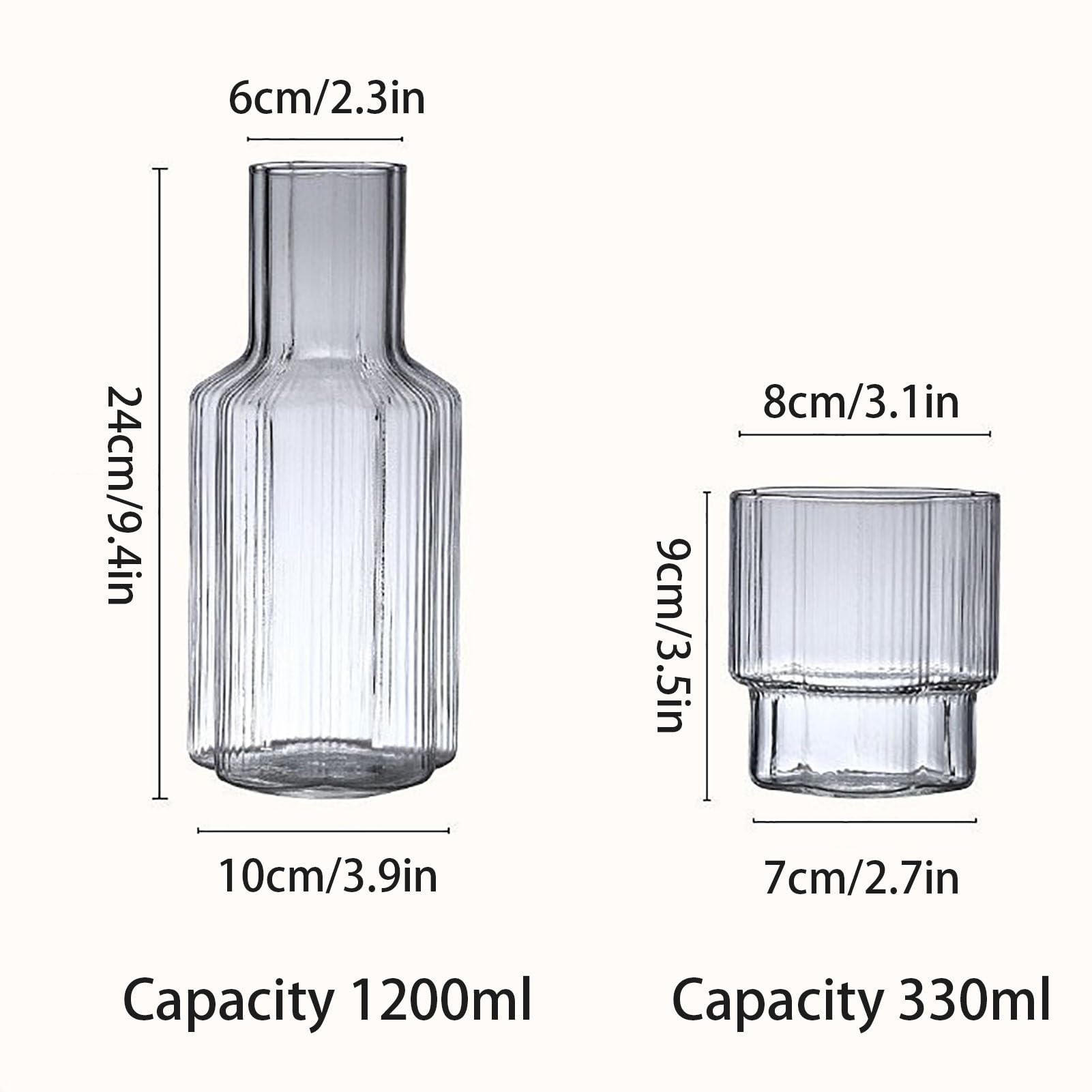 Juego De Jarra De Agua Para Mesita De Noche, Jarra De Vidrio Para Mesita De Noche, Dispensador De Jarra Agua Cristal Transparente(Gray)