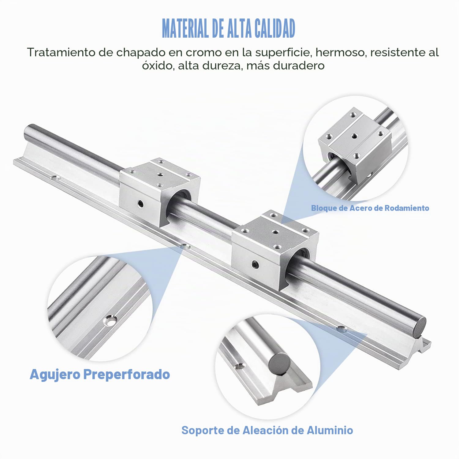 Riel lineal SBR12-1000 mm acero inoxidable con 4 rodamientos SBR12UU CNC para impresora 3D