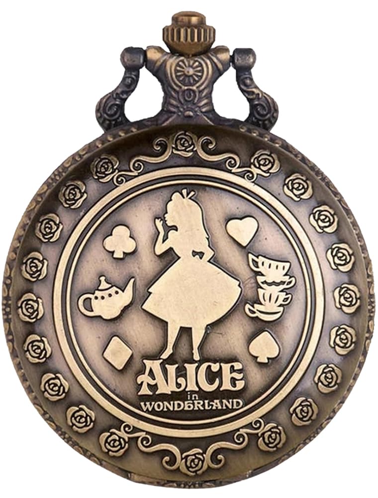 Tiong Nostalgia Movie Theme Design Alloy Quartz Pocket Watch with Necklace Chain