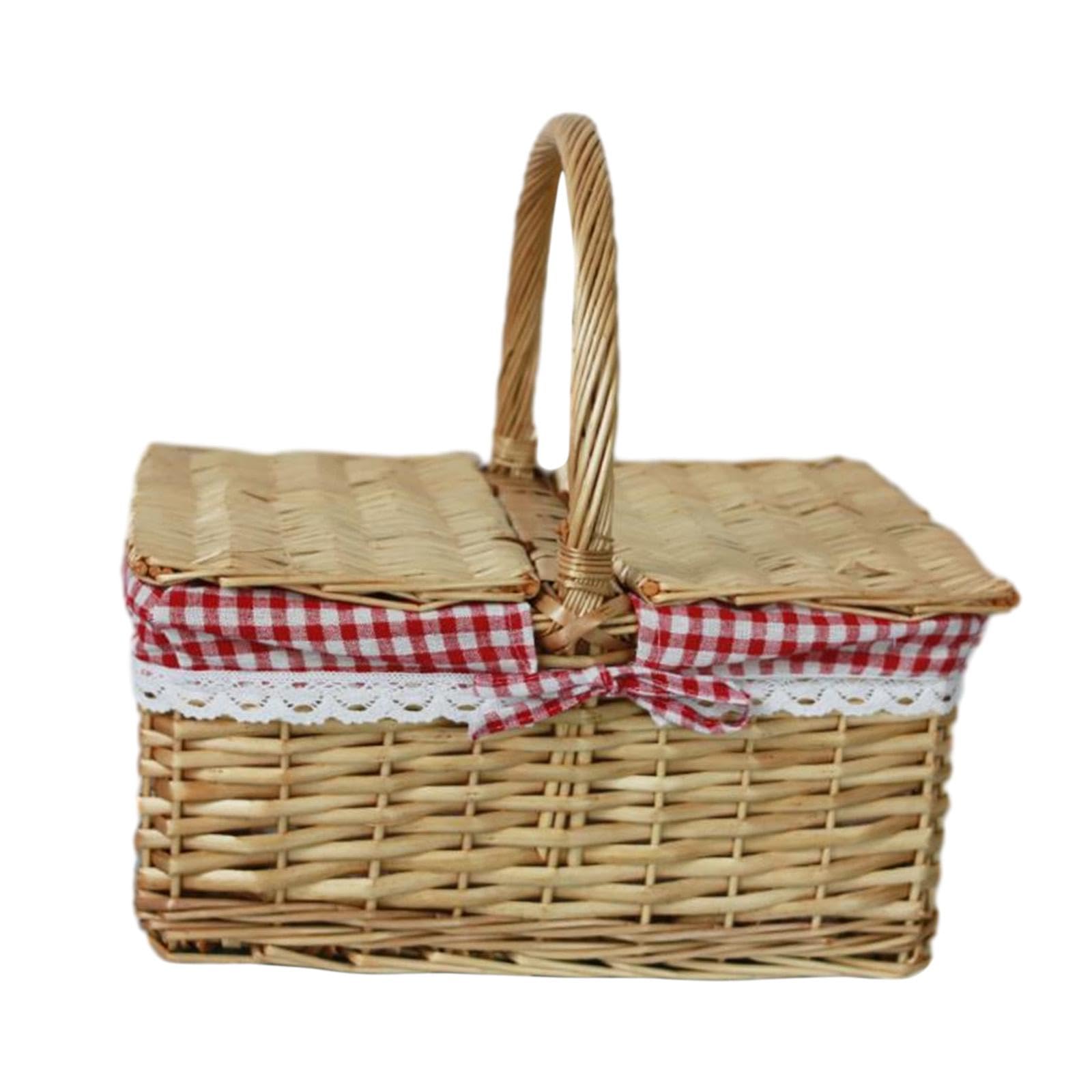 Sharplace Panier de Pique-Nique en Osier Vintage, Panier de Rangement pour Les Fêtes en Plein Air dans Le Parc