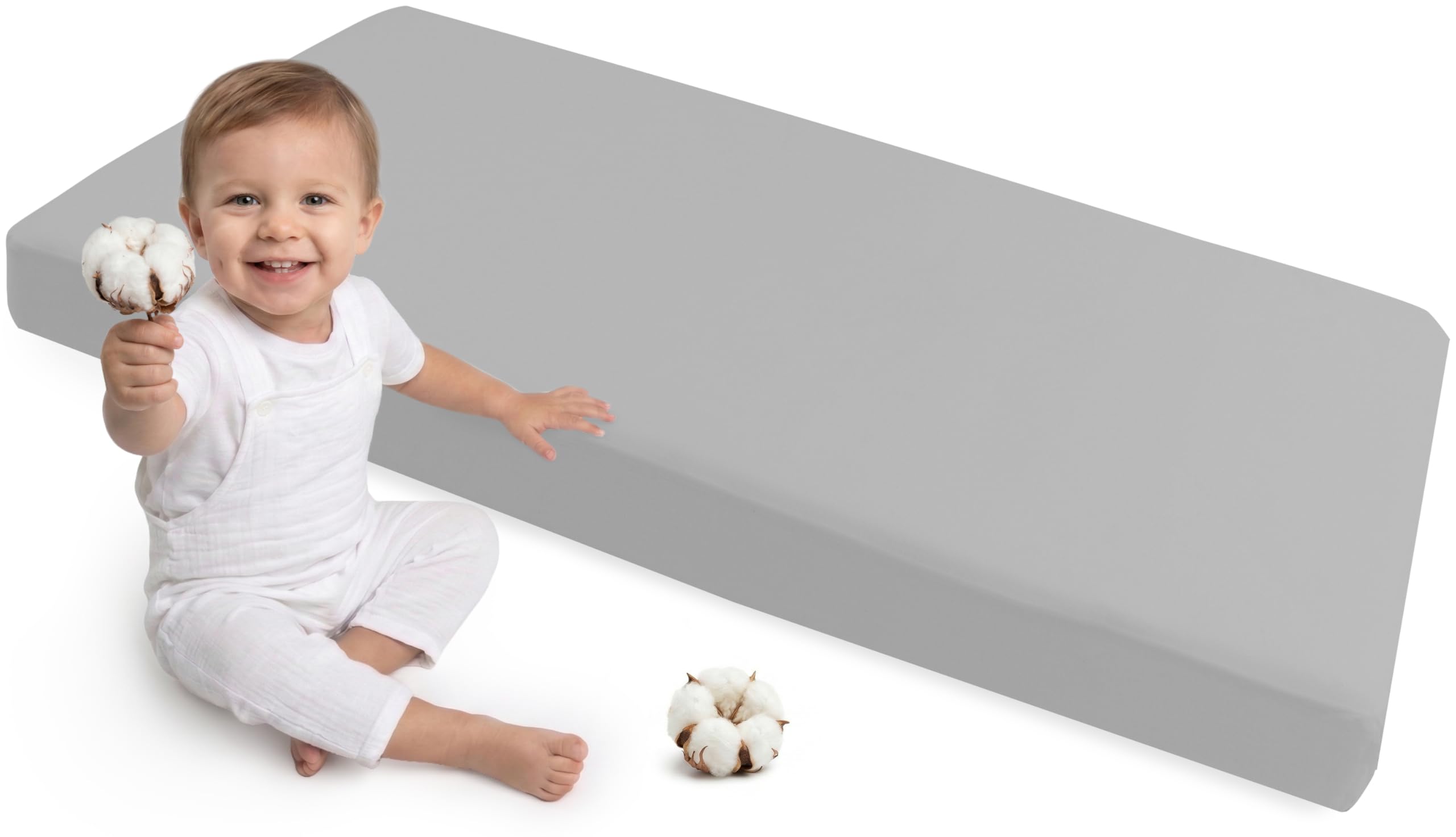 Medi Partners Fitted Sheet 60x120 cm 100% Cotton Baby Bed Linen Mattress Cot (Grey)