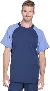 Dickies Dynamix Men Scrubs Top Crew Neck DK670, XS, Navy