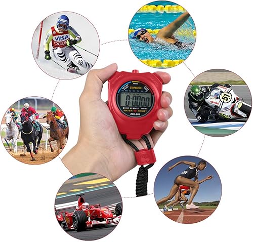Miniatura 7 de Vicloon Cronómetro, cronómetro digital dividido con silbato de acero inoxidable, cronómetro digital de pantalla grande, temporizador adecuado para