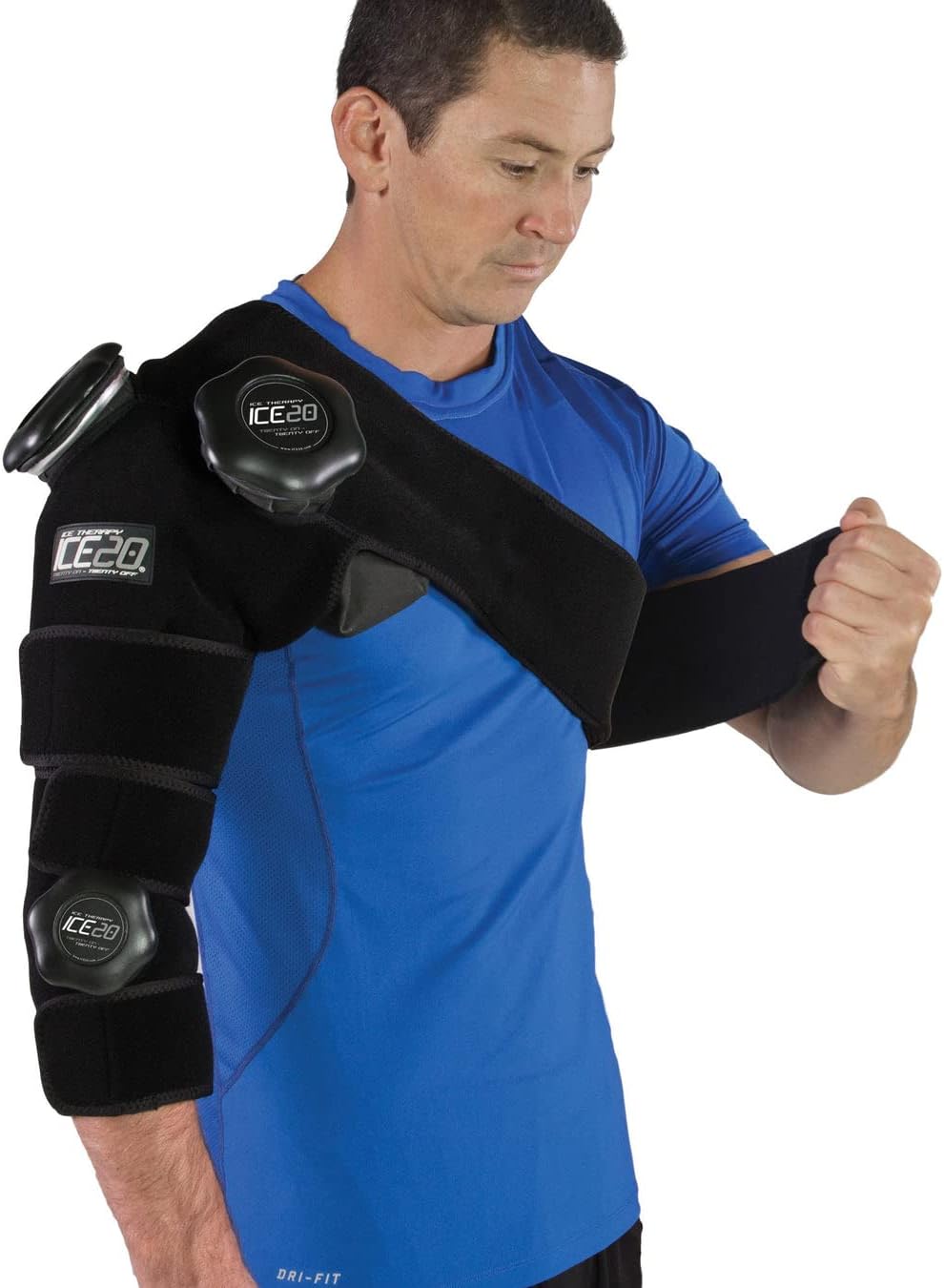 Bownet ICE20 Refillable Arm & Shoulder Ice Pack Compression Wrap for Pain Relief (One Size)
