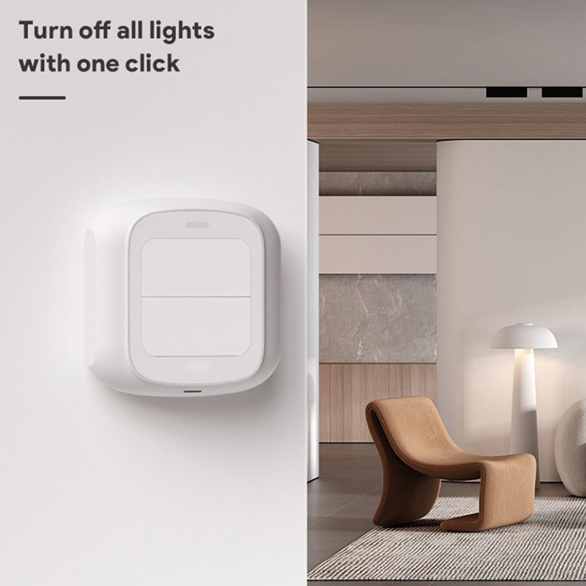 Interruptor Inteligente Interruptor Wifi de 2 Botones Interruptor Inteligente de Escena Repetidor Compatible con Tuya Smart Life(Incompatible con Alexa)