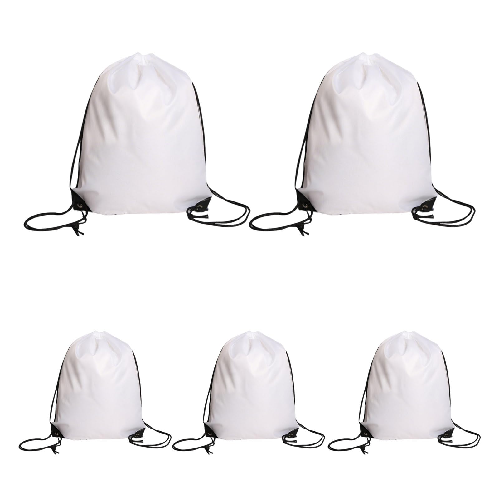 KATLKIU Drawstring backpack, 5 pieces, 34 cm x 43 cm, fitness backpack, can be used for travelling, outdoor sports, you can draw yourself on it (White)