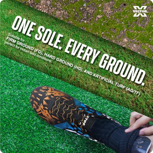 Image of Vector X Fire Soccer Football Shoes Studs with Synthetic Leather Fully Embossed Upper Sports Footwear|Comfortable Lightweight|TPU Sole Double Colour Premoulded Heel Shoe for Adult, Men & Boys