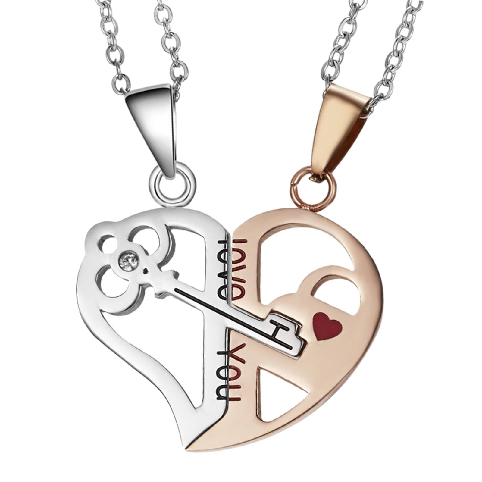 Uloveido Collana con ciondolo a forma di cuore in cristallo