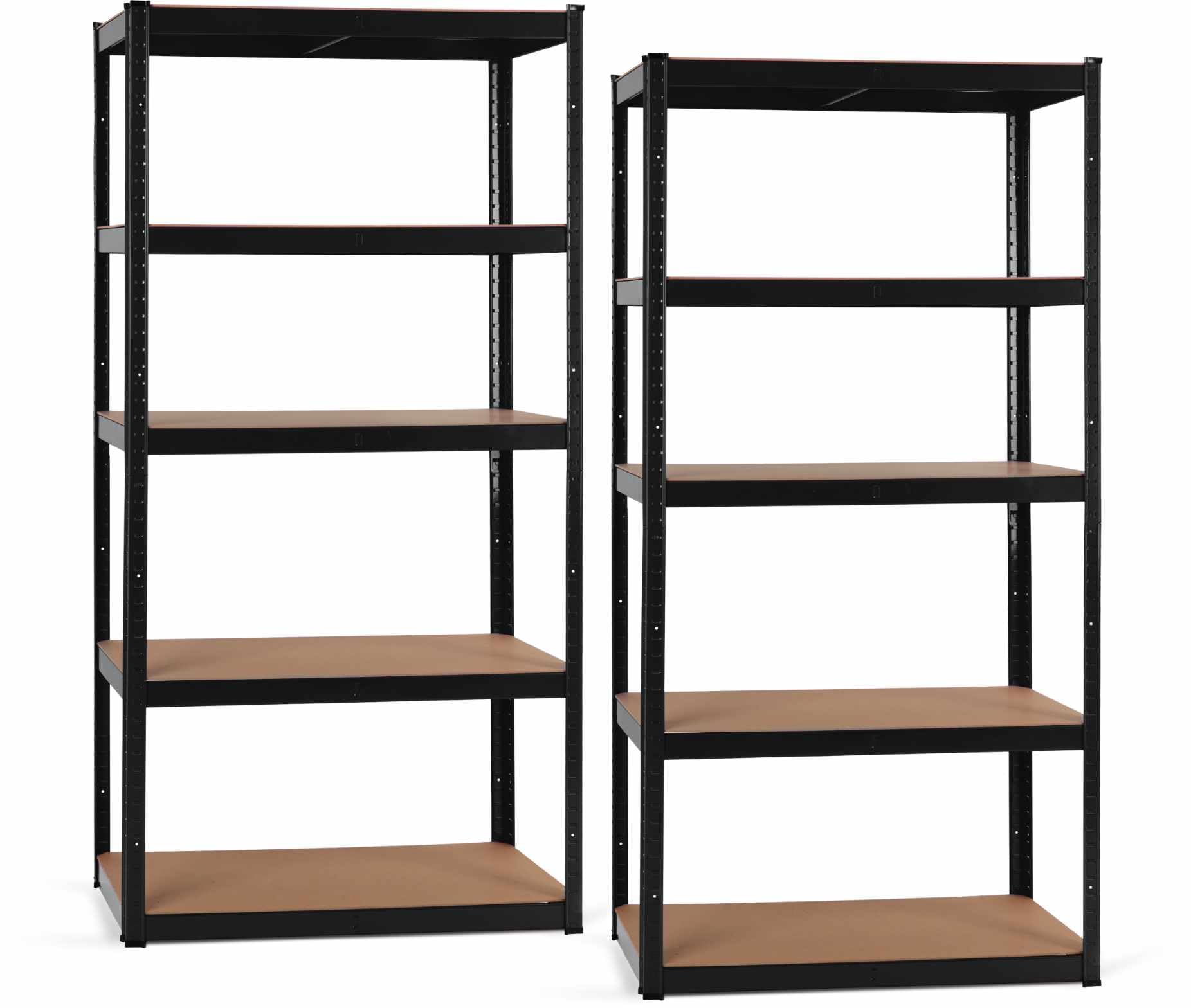 Stagecaptain 2X Set Heavyrack Lagerregal – 5 verstellbare Böden, Tragkraft pro Boden 175 kg, Gesamtkapazität 875 kg, pulverbeschichtetes Metall, auch als Werkbank nutzbar, schwarz