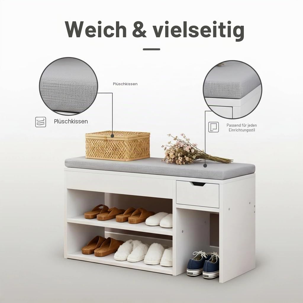 Schuhbank Schuhschrank mit Sitzbank Schuhtruhe Sitzkommode Sitzbank mit Stauraum Schuhregal mit Sitzfläche Bequeme Sitzbank mit Stauraum für Ihren Flur