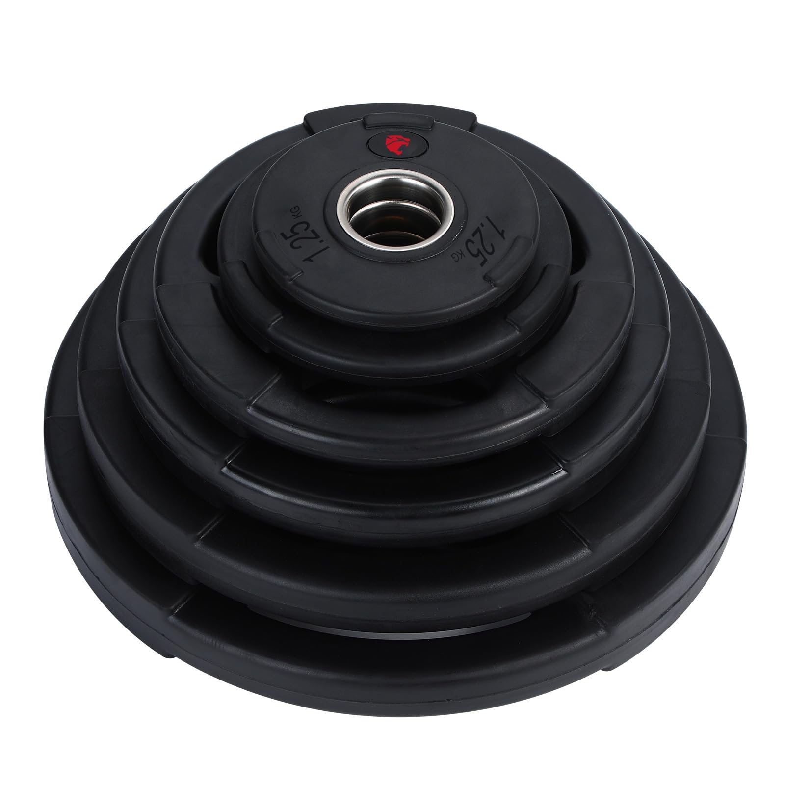 Discos de Peso Olímpicos con 3 Agarres, 105kg Set, 50mm Diámetro Interior, Negro, Goma Profesional
