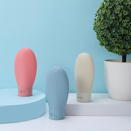 Miniatura 5 de Juego de 3 botellas de viaje, botellas y recipientes de viaje de 2.1 fl oz, pequeñas botellas de plástico vacías para artículos de aseo de viaje,