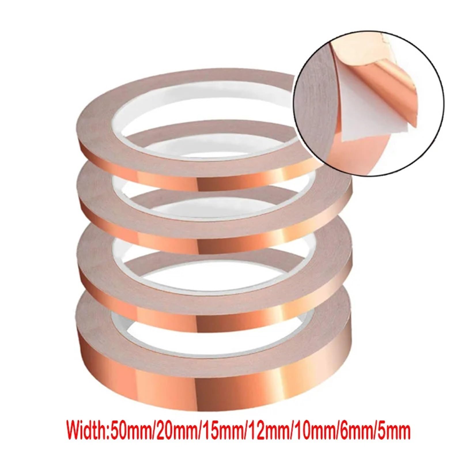 Nastro conduttivo, foglio di rame, nastro in lamina di rame Adesivo conduttivo Schermatura su due lati fai da te 3-48 mm (20 metri, 12 mm)