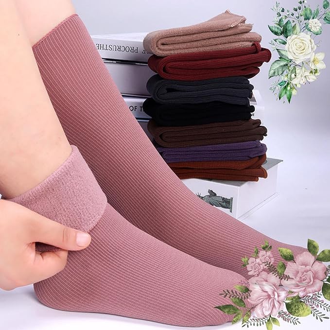 Image of Women & Girls Winter Warm Socks | Soft Fleece Lined Thermal Socks | Thick Cozy Woolen Socks for Cold Weather | Stretchable & Breathable (pack of 5)