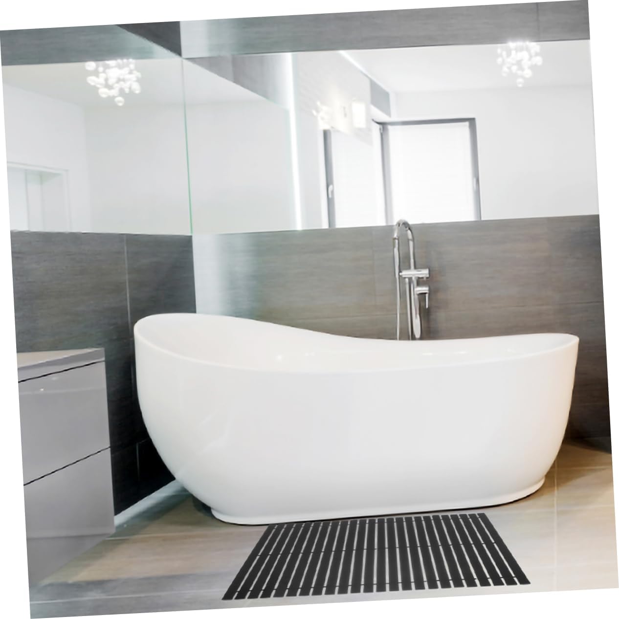 PRETYZOOM Non-Skid Bamboo Floor Mat Machine Washable Elegant Bamboo Bath Mat for Home and Office