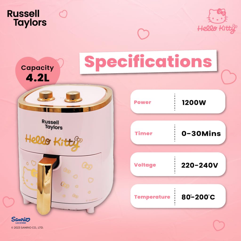 arieru⭐︎ Russell Taylors x Sanrio Hello Kitty 3D Air Fryer Large (4.2L) Z1