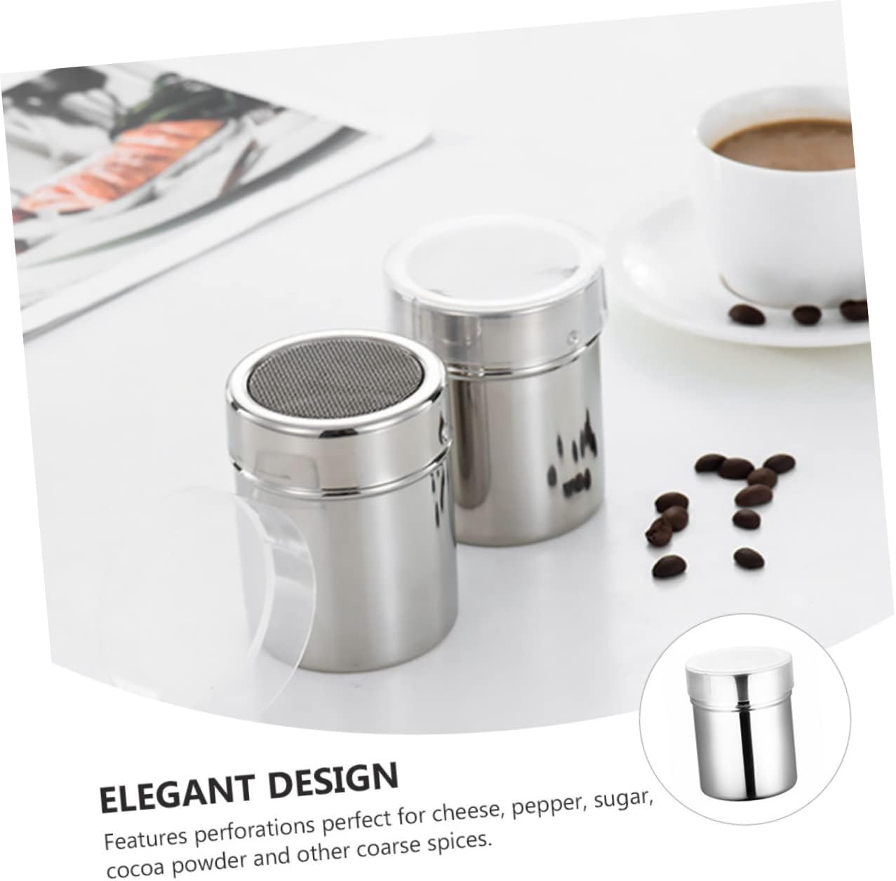 SOLUSTRE Stainless Steel Spice Jar Kitchen Sugar Salt Shaker Spice Container Condiment Organizer