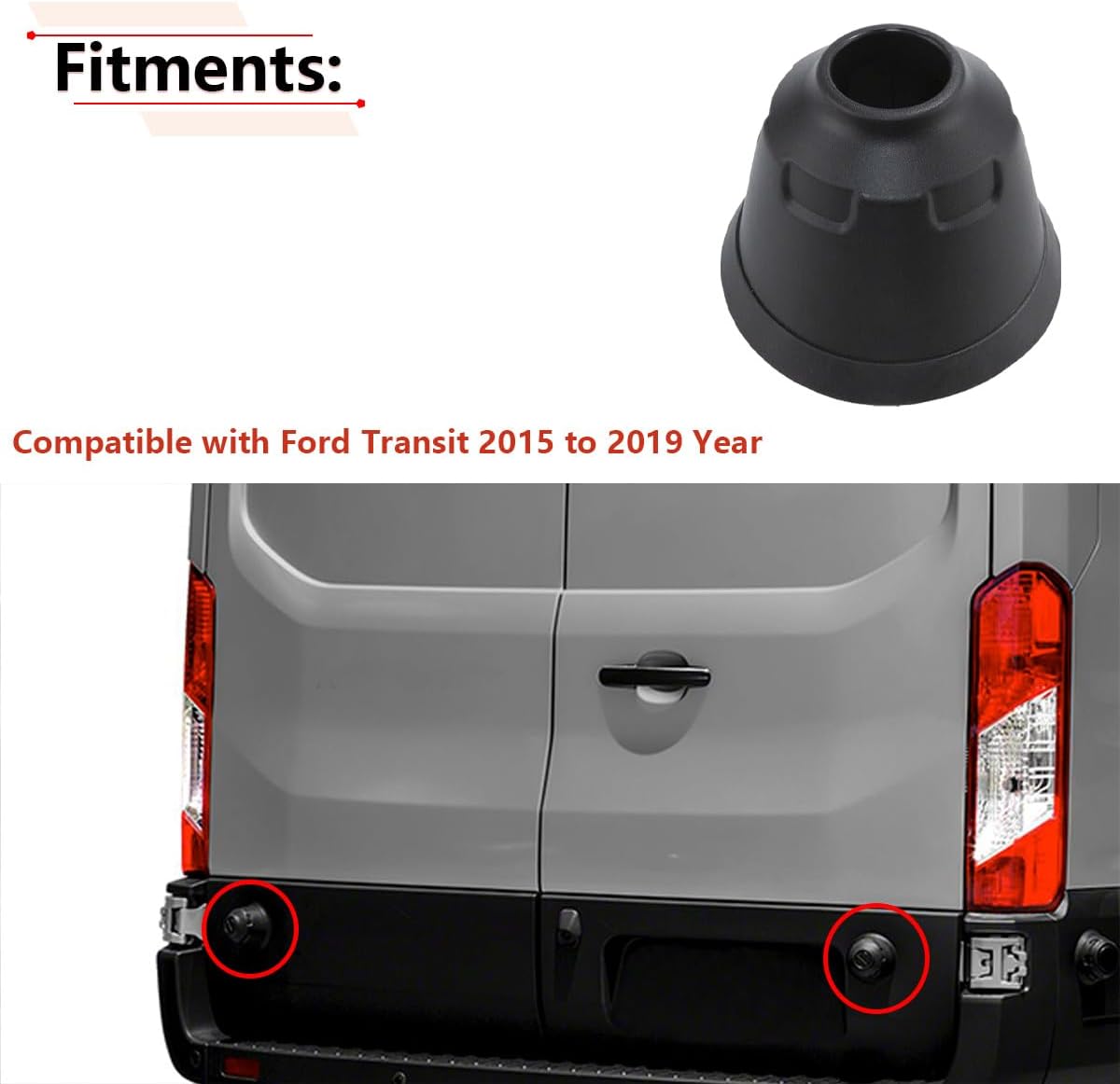 RLB-HILON Rear Cargo Door Bumper Magnet Cover Trim Compatible with Ford Transit 2015 2016 2017 2018 2019 Year, Replace for BK3Z-16758-C