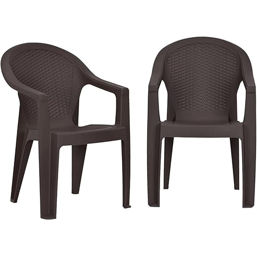 Nilkamal Plastic Chair for Living room with Arm |Set of 2 | 3 Year Warranty | For Home, Living Room, Outdoor | Season Rust Brown Colour | EXOTICA