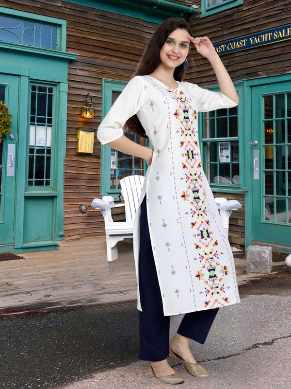 Pinkmint Women's Printed Kurti For Women's Round Neck Straight Kurti For Women (Pack Of 5)