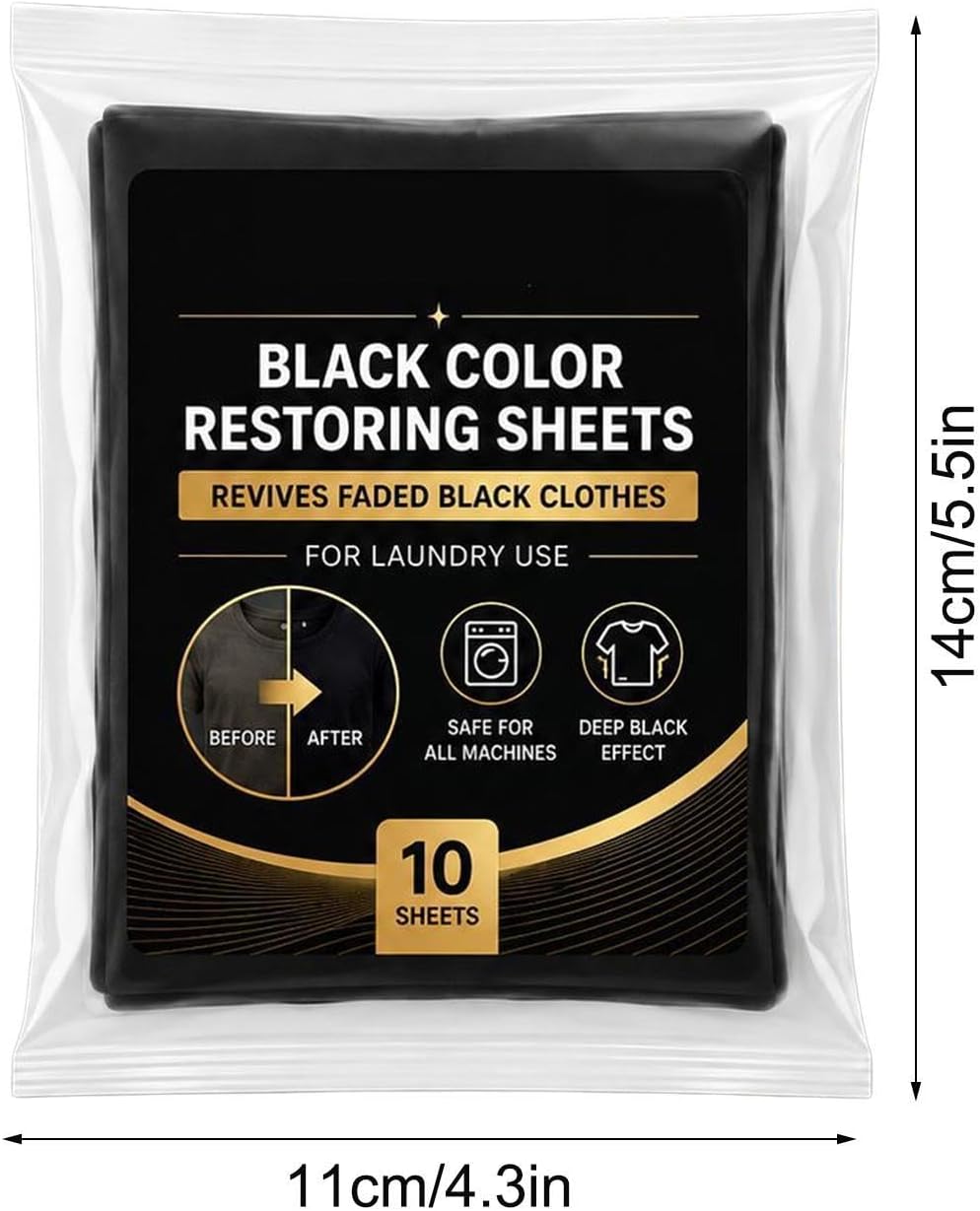 Black Clothing Restorer - 10 Pieces Laundry Dye Sheets, Faded Garments image 2