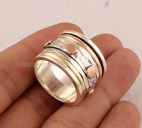 Miniatura 3 de Spinner Silver Ring, Statement Silver Ring, Minimalist Silver Ring, 925 Silver Ring, Fidget Spinner Ring, Yoga Spinner Ring, Wide Band Rings,