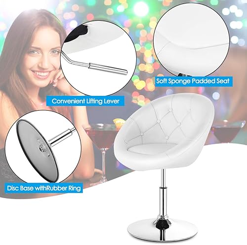 Miniatura 3 de WATERJOY Silla giratoria de tocador con respaldo, silla de maquillaje moderna de altura ajustable con marco cromado para bar y bar