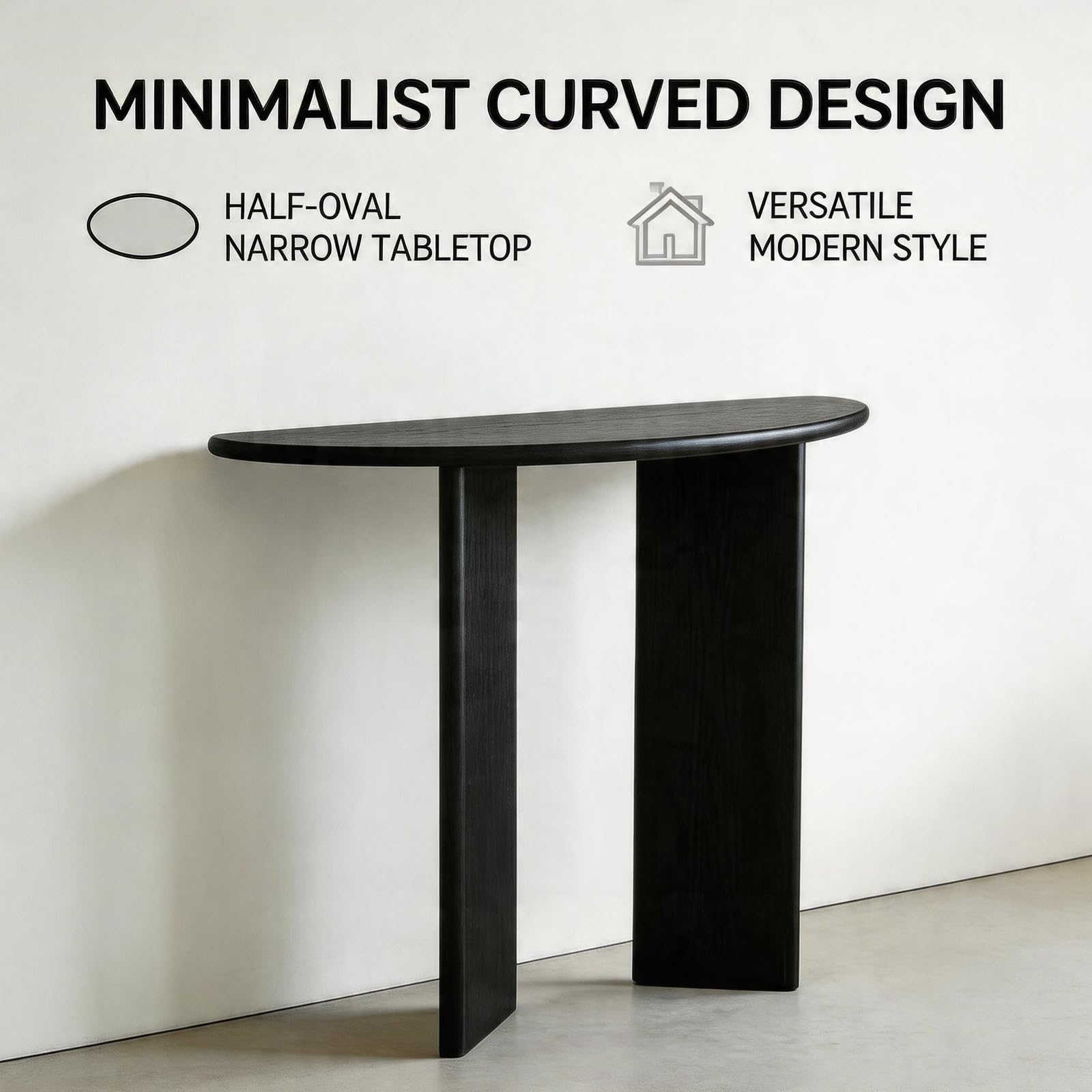 SEIFE Tavolino d'ingresso semicircolare moderno, consolle stretta con doppio supporto verticale stabile, tavolino da divano piccolo per corridoio, soggiorno, dietro il divano(70cm/27.5in)
