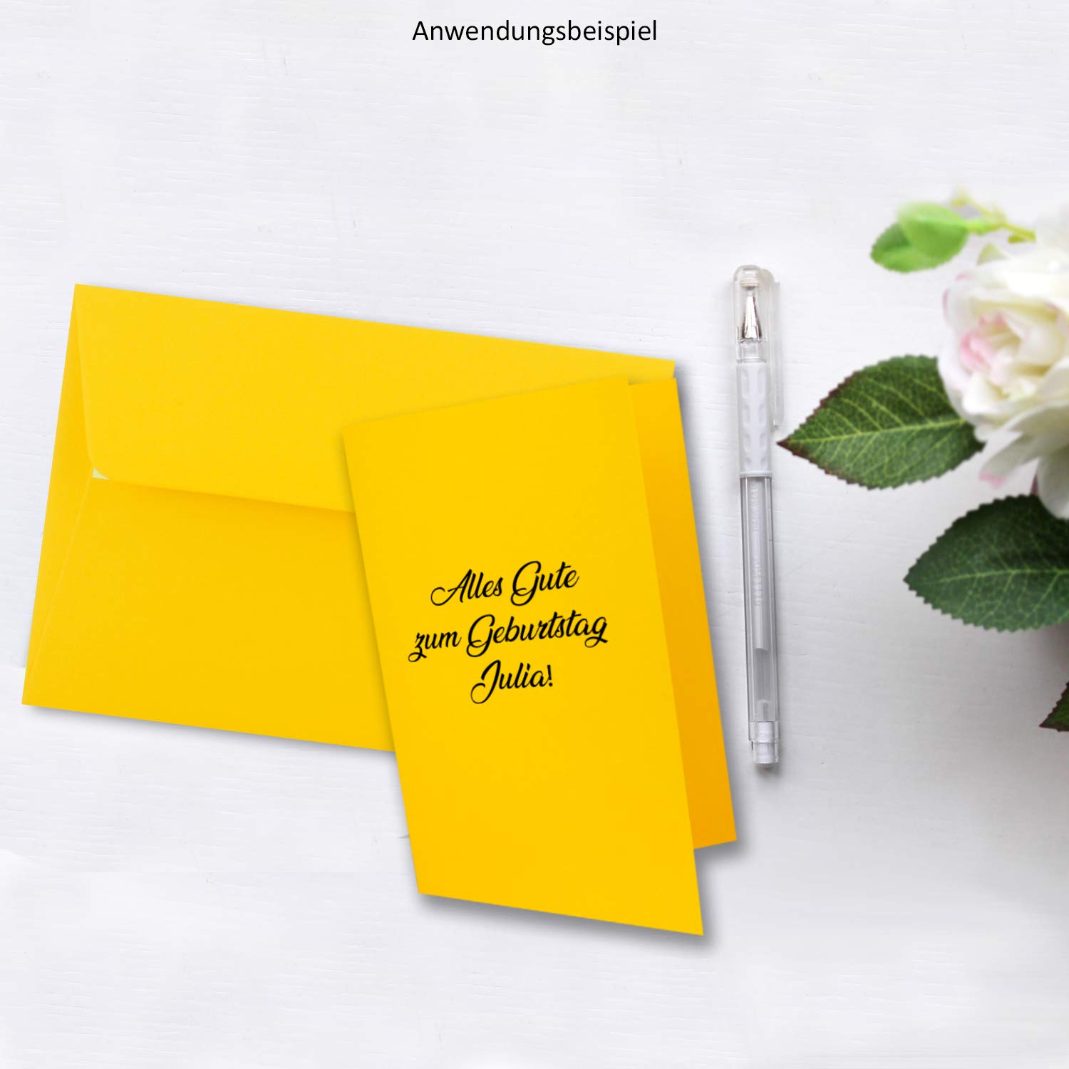 200x Set De Tarjetas Plegables DIN B6 Con Sobres, Color: Amarillo Miel - 120 X 170 Mm