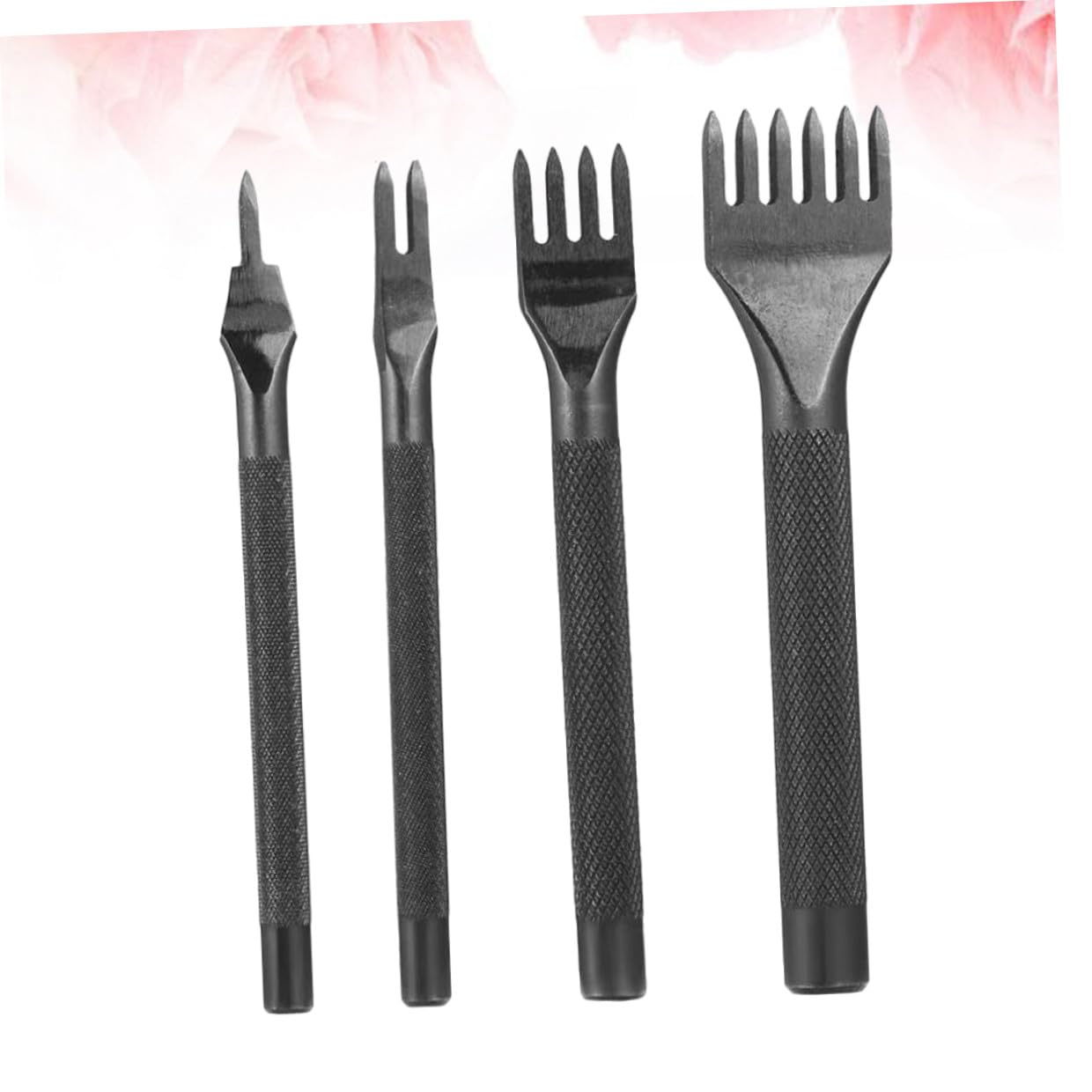 4PCS DIY Leather Punch Kit Rhombus Chisel Punching Tools High Strength Steel for Handmade Leather Crafting and Sewing Supplies